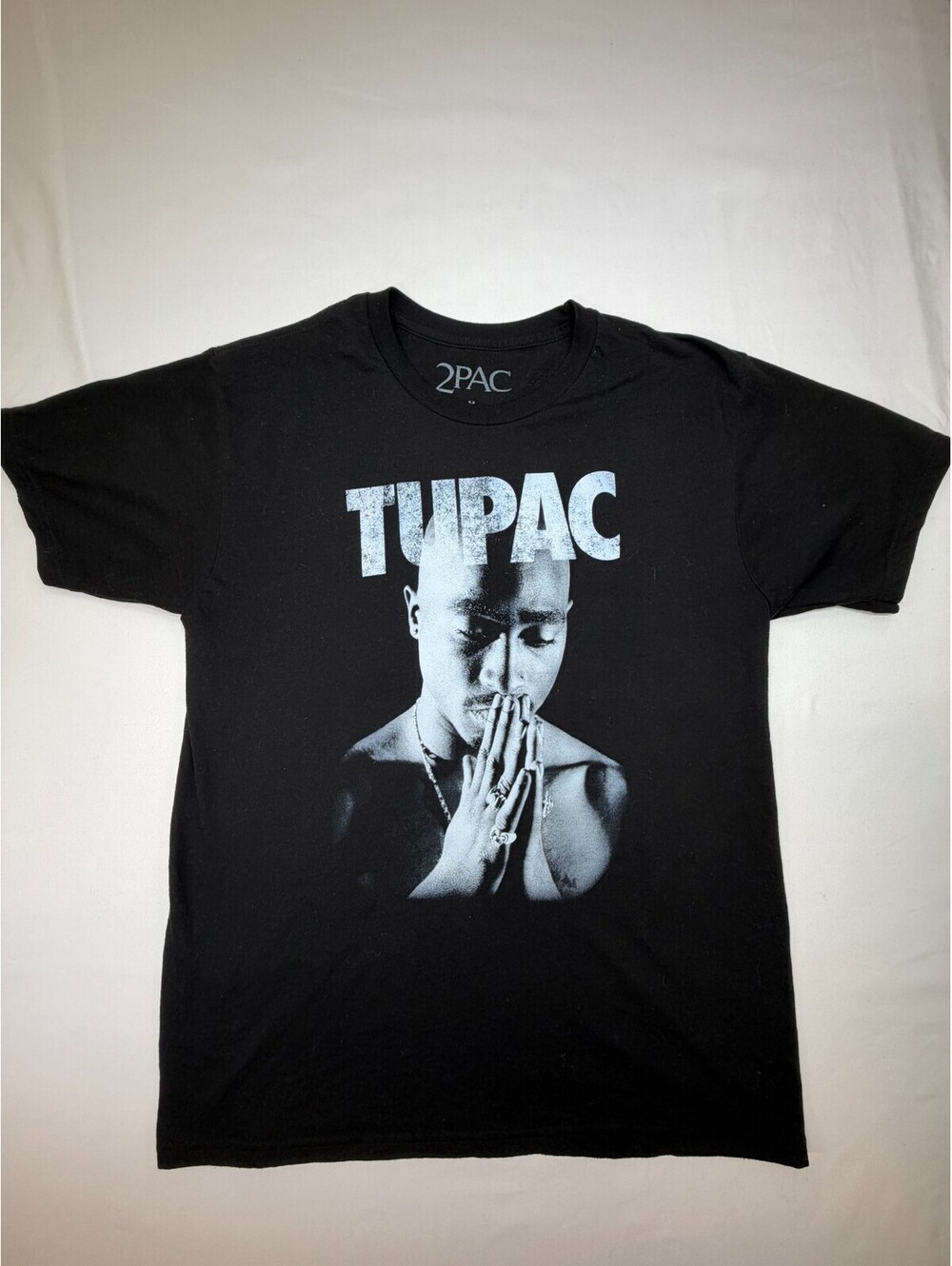 2 Pac Men's T Shirt Short Sleeve Crew Neck Graphic Print Knit Size M Black